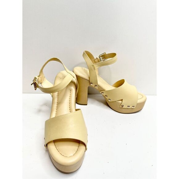 Sarto by Franco Sarto Sandals Womens Sz 6.5 Yellow Ankle Strap Leather Platform - Picture 7 of 12
